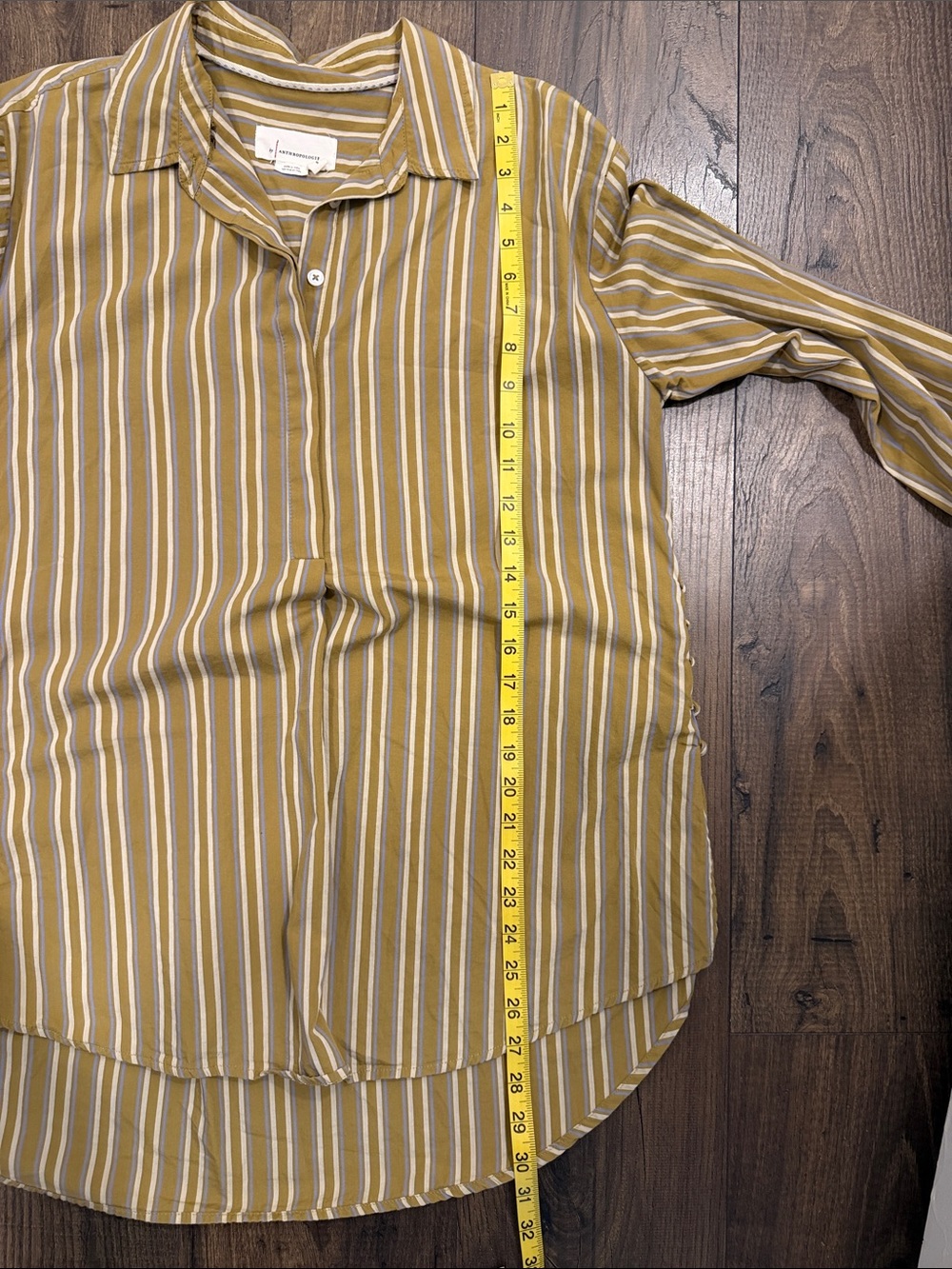 Anthropologie Striped Cotton Popover Tunic Small Side Button High Low Shirt - Picture 10 of 11